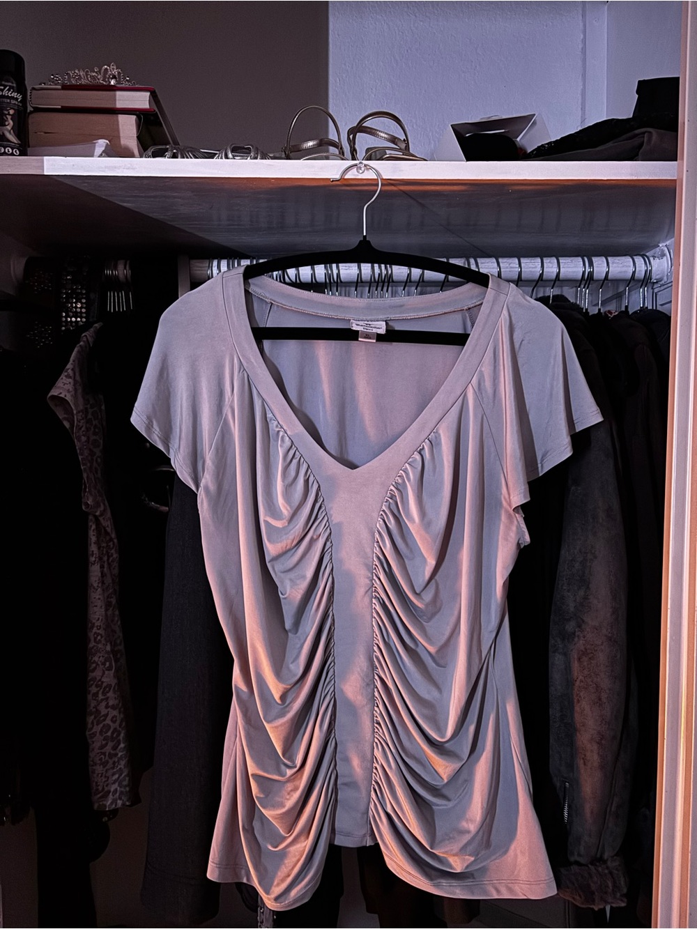 Worthington Mauve Stretch V-Neck Top